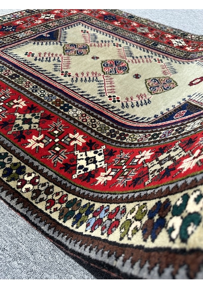 El Dokuma Büyük Seccade 135x208 Su Yeşili Lacivert Yün Namazlık