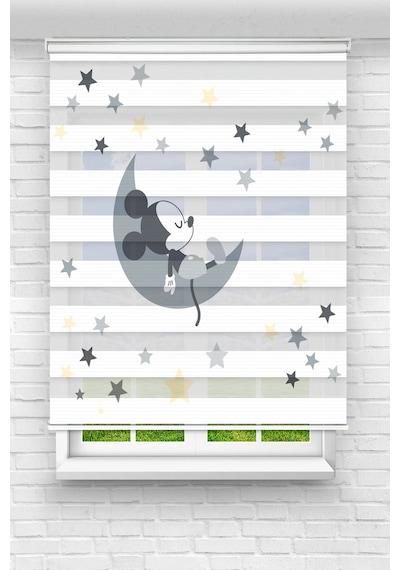 Perdecizade Enxboy Siyah Mickey Mouse Dijital Baskılı Zebra Perde-cocuk Odası-stor Perde Renkli