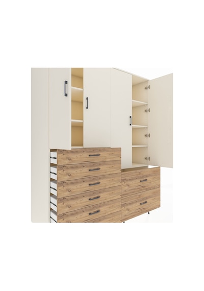 Kronos Gardrop 7 Raflı 8 Çekmeceli 4 Kapaklı 176x59x221 Aytaşı-aytaşı/çam Beyaz