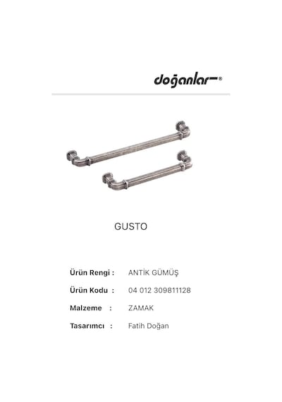 5 Adet Doğanlar Gusto 128 Mm Mobilya Kulp Antik Gümüş