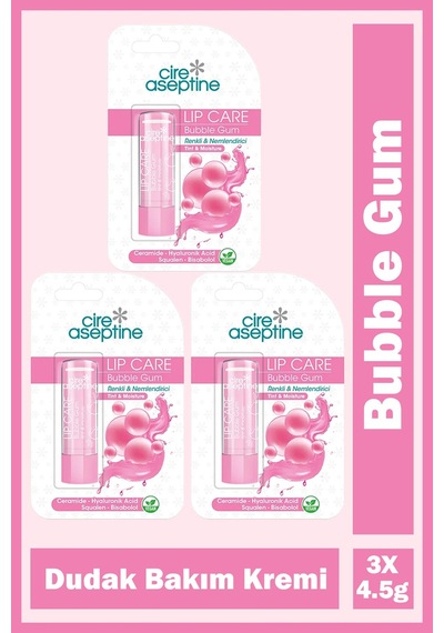 Cire Aseptine Bubble Gum Dudak Bakım Kremi 4,5 Gr 3 Adet