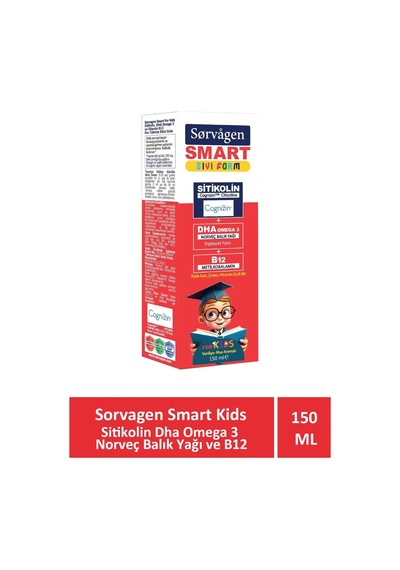 Sorvagen Smart Kids Sıvı Form Sitikolin Dha Omega 3 Norveç Balık Yağı Ve B12 150 Ml