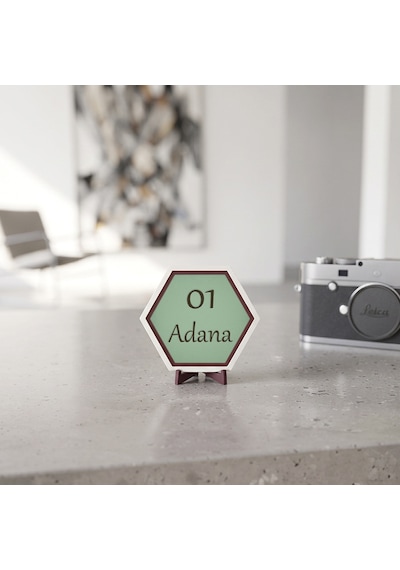 01 Adana Yazılı Minimalist Dekoratif Parça, Adana Severlere Anlamlı Ve Şık Bir Hediye Seçeneği 10x10 Cm, Açık Yeşil
