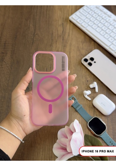 Apple iPhone 16 Pro Max Magsafe Uyumlu Mat Sert Klein Kılıf Pembe