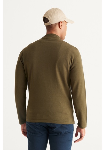 AC&Co / Altınyıldız Classics Erkek Haki Tüylenme Yapmayan Standart Fit Normal Kesim Yarım Balıkçı Yaka Triko Kazak Haki AC&Co / Altınyıldız Classics Erkek Haki Tüylenme Yapmayan Standart Fit Normal Kesim Yarım Balıkçı Yaka Triko Kazak Haki