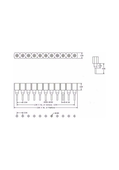 1x40 Pin Precision Dişi Header Tek Sıra 2.54mm 180 Derece Yuvarlak Kırılabilir