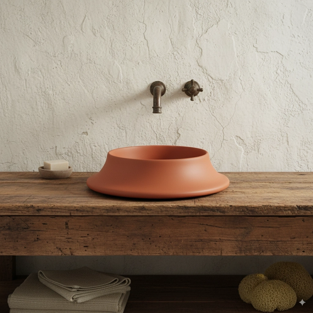 Pearl Volcano Matt Brick Solid Lavabo Kızıl