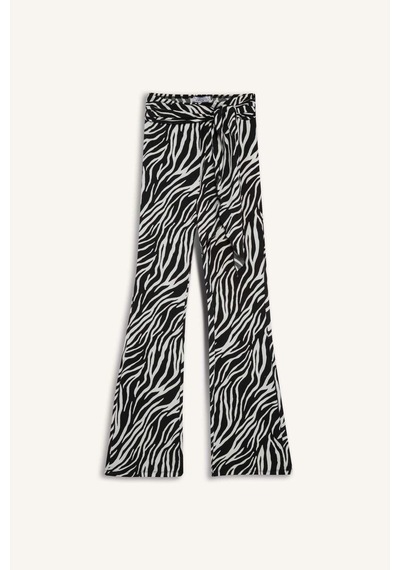 Defacto Fitted Zebra Desenli İspanyol Paça Pantolon G2988ax25wnbk81 Siyah