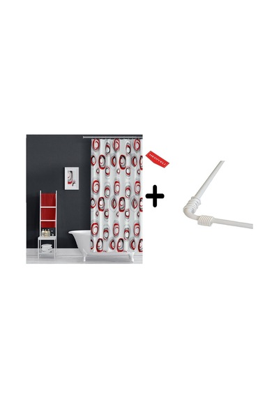 Banyo Perdesi Karma 2x110x200, Perde Borusu Askı Aparatı Köşe Boru Beyaz Hediyeli, Duş Perdesi Seti Çok Renkli