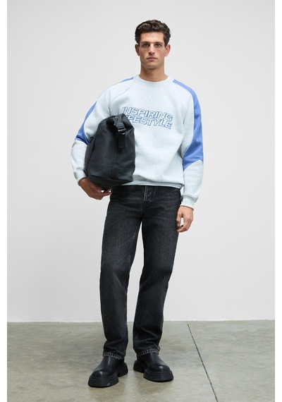 Grımelange Hercules Erkek Bisiklet Yaka Önü Nakışlı Kolları Biyeli Grimelanj Sweatshirt Grimelanj