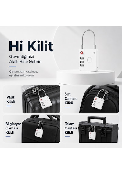 Hbb-k Hi Kilit Apple Android Uyumlu Akıllı Valiz Kilidi Beyaz