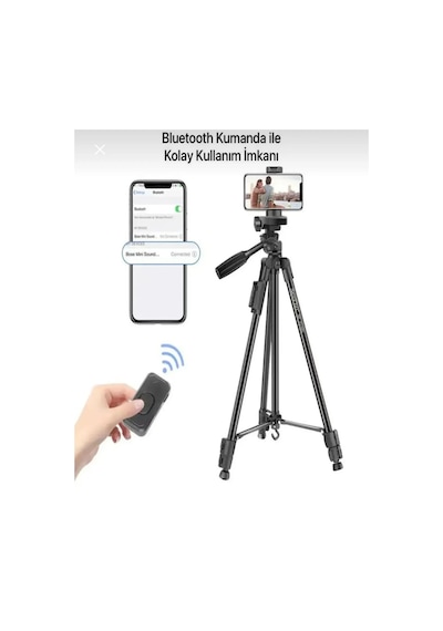 Apple Uyumlu iPhone  12 Pro Max  Np-3180s 129 Cm Tripod Bluetooth Kumandalı Profesyonel Tripod