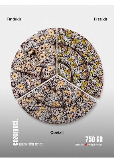 Cezeryeci Muhteşem 3'lü Fındık Antep Fıstık Cevizli Cezerye Gurme Paketi 750 G