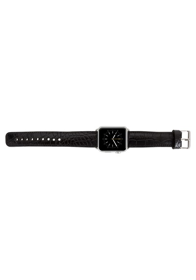 Apple Watch Uyumlu Deri Kordon 42-44-45mm Kroko Siyah Diğer
