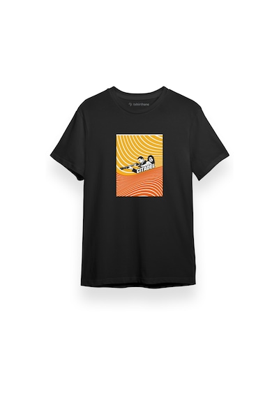 Citadel Yellow Red Lines Siyah Kısa Kol Erkek Tshirt 001