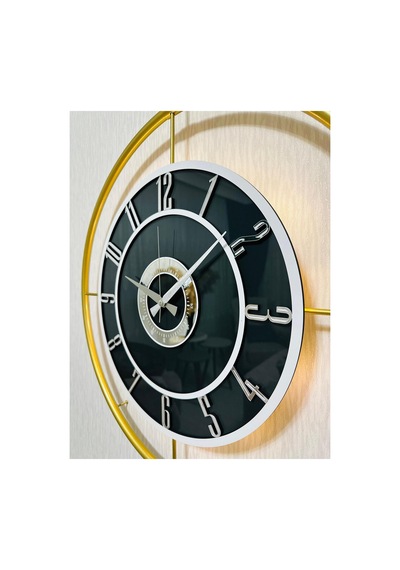 Pey Aksesuar Metal Camlı Duvar Saati 60x80 Cm Büyük Boy Işıklı Gerçek Cam Gold-füme-beyaz-gümüş M61-gold-füme-beyaz-gümüş