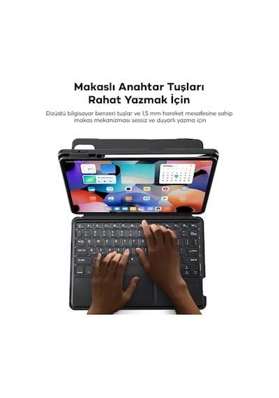 Dux Ducıs Samsung Uyumlu Galaxy Tab S8+ / S7+ / S7 Fe İçin Ayrılabilir Bluetooth Klavye Touchpad Pu Deri Kılıf- 5775 Arka Kapak