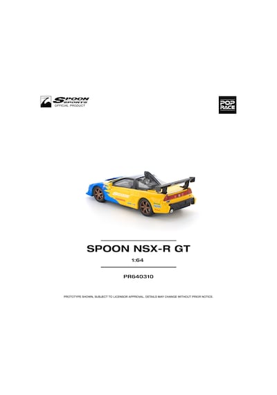 Pop Race Honda Nsx-r Gt Spoon Sports 1:64 Diecast Model Araba Pr640310 Sarı