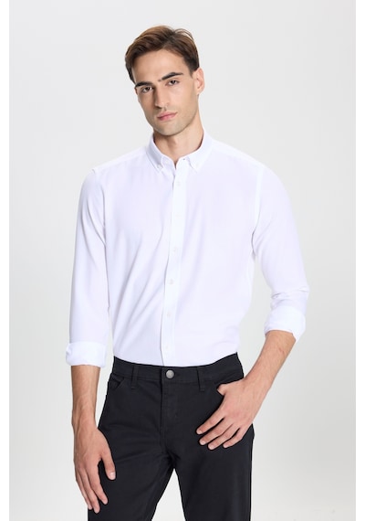 George Henry Gizli Düğmeli Yaka Kolay Ütülenebilir Pamuklu Slim Fit Dar Kesim Oxford Gömlek Beyaz George Henry Gizli Düğmeli Yaka Kolay Ütülenebilir Pamuklu Slim Fit Dar Kesim Oxford Gömlek Beyaz