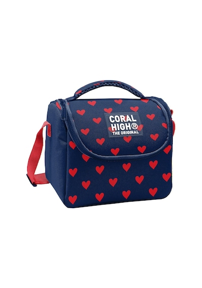 Coral High Kız Çocuk Lacivert Kırmızı Kalp Desenli Isı Yalıtımlı Beslenme Çantası 37129 Lacivert - Kırmızı