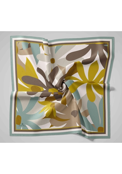 Silk Home Aura Eşarp 140001-09 Koyu Mint, Hardal, Kahve, Yağ Yeşili, Sütlü Kahve