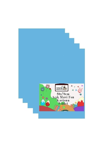 Fon Kartonu 50x70 Cm 120 Gr 5 Adet 50 70 Cm Renkli Fon Kartonu Kağıdı 120 Gr Okul Sınıf Etkinlik Kreş Okul Öncesi Mavi