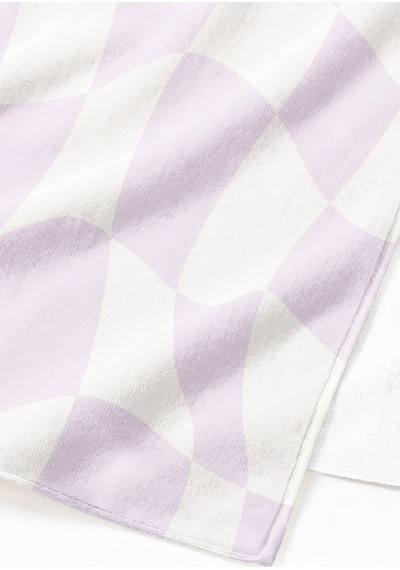 Lila Beyaz Geometrik Modern Plaj Havlusu - Soyut Dalgalı Minimalist Hızlı Kuruyan Mikrofiber Havlu Kül Tınısı