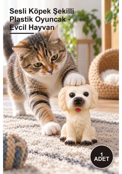 1 Adet Sesli Köpek Şekilli Plastik Oyuncak - Evcil Hayvan