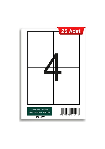 Herboy Hb-1204 105 X 148,5 Mm A4 Laser Etiket 25 Adet