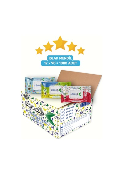Minnax Islak Mendil 90'lı Paket 90 x 12 1080 Yaprak