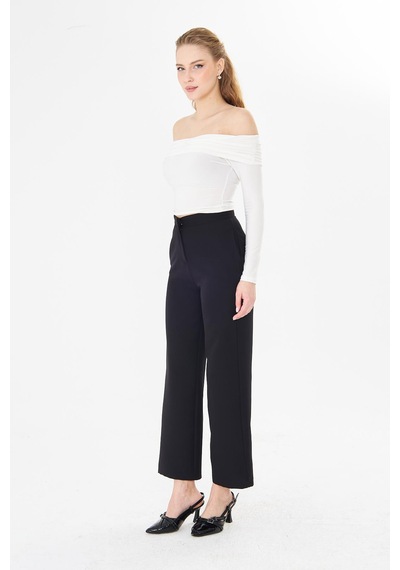 Sortie Collection Yüksek Bel Bol Paça Pantolon Siyah