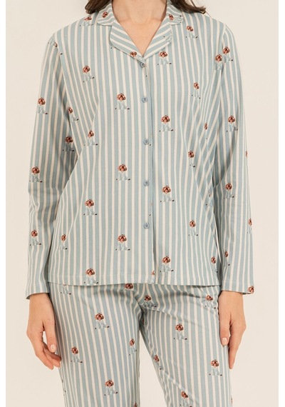 Arnetta Kadın Cute Puppy Yeşil Gömlek Pijama Takımı Ar3735-s-v1 Ar3735-s-v1