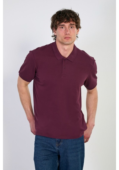 Barrels And Oıl Erkek Polo Yaka Pike T-shirt - Vişne Vişne