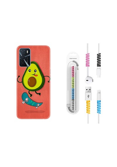 Oppo A16 Kılıf Kablo Koruyuculu Avokado Skate 1741