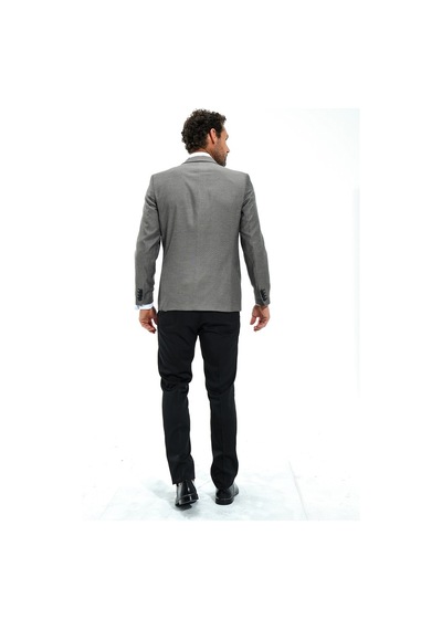 Morven Erkek Gri Portofino Slimfit Jakarlı Smokin Gri