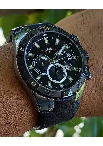 G-force Js25 Orjinal Miyota Mekanizma Gümüş Siyah Erkek Kronograf Kol Saati Lüks Kutulu Gümüş - Siyah