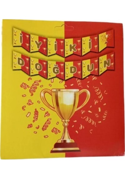 Sarı Kırmızı Taraftar Iyi Ki Doğdun Banner Ve 5 Adet Sarı Balon - 5 Adet Kırmızı Balon Set
