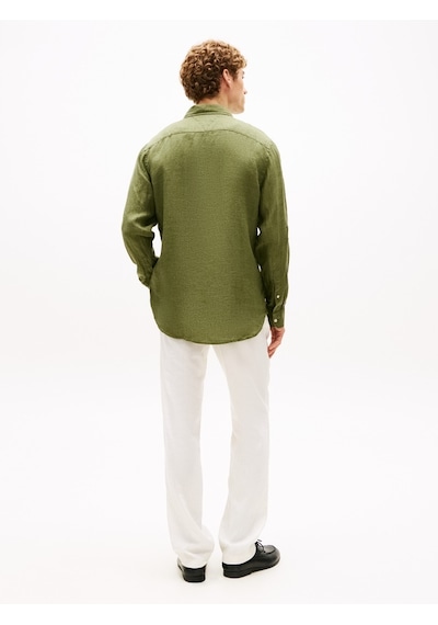 Tommy Hilfiger Pıgment Dyed Lı Solıd Rf Shırt Erkek Yeşil Gömlek - Mw0mw41530