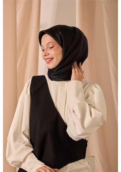 Silk Home Düz Shiny Eşarp 75006-54 siyah