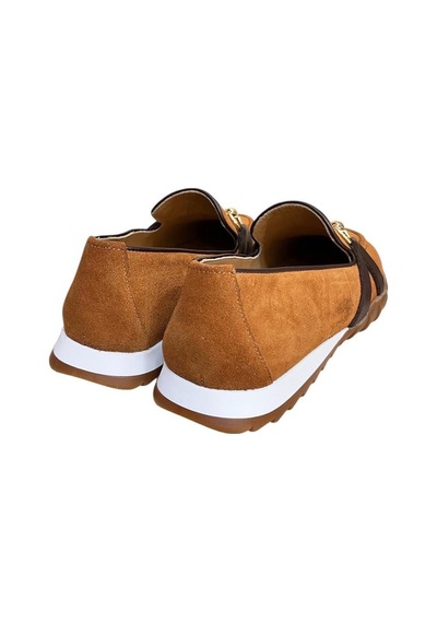 Taba Hakiki Deri Süet Toka Detay Comfort Taban Spor Loafer Taba