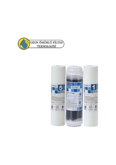 Purefer Açık Kasa Çif Sedimentli Sertifikalı 3 Lü Ön Filtre Seti