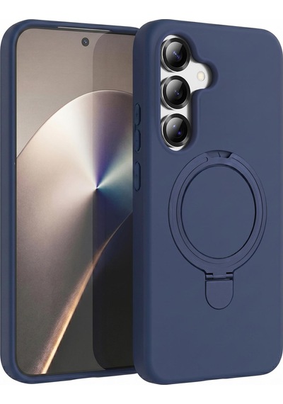 Microsonic Samsung Galaxy Uyumlu S25 Kılıf Aura Stant Magsafe Lacivert -