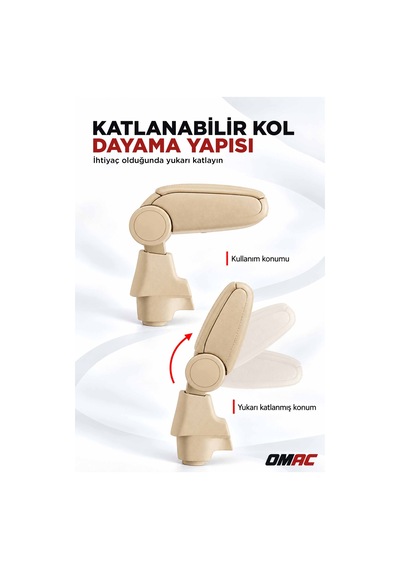 Nissan Juke 2010-2019 Uyumlu Kolçak Kol Dayama Bej Suni Deri Araca Özel