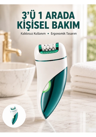 Çok Fonksiyonlu Epilatör 600mah 90 Dakika Kullanım Led Metal Başlık Su Geçirmez Yeni Nesil