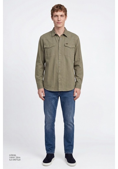 Lee %100 Pamuk Western Regular Fit Cepli Erkek Gömlek Ml24151482 Haki