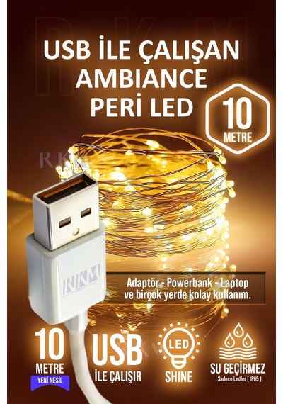 10 Metre Gün Işığı Usb Peri Led Dekoratif Şerit Aydınlatma Çok Amaçlı Süsleme Işığı Gün Işığı
