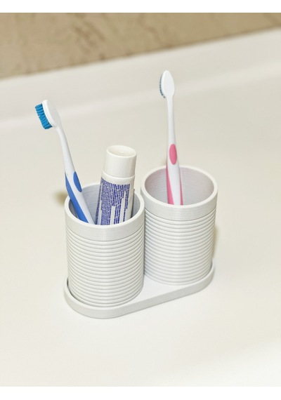 Modern Banyo Düzenleyici V4 - Diş Fırçalık Seti - Ikili Set - Beyaz - 10cm Beyaz