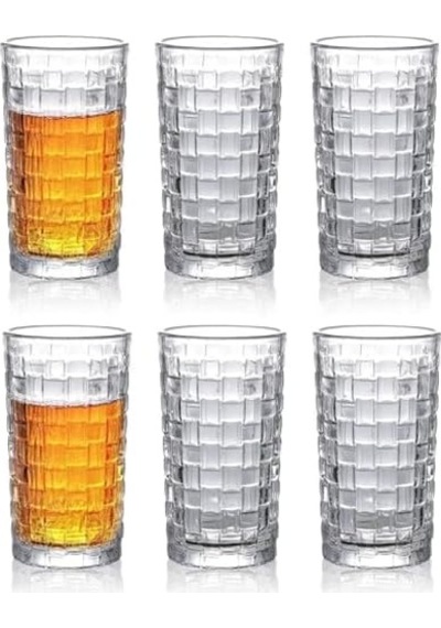 400ml,kabartma Dokuma Desenli 62'lı Setuzun Cam Bardak, Ve Soğuk Kokteyller,buzlu İçececekler İçin Kibar Şık Ergonomik Tasarım Borosilikat Cam