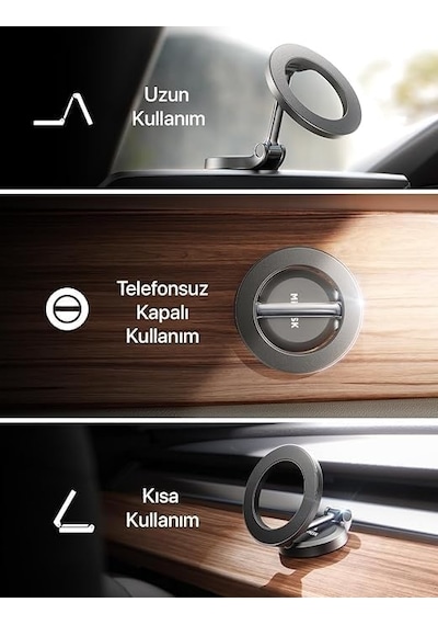 Fenomen Araç Tutucu Süper Ağır Metal 3m Taban Bantı Kutuda Yedek Taban Bantı Ve 2 Adet Yedek Metal Halka 360 Derece Tam Tur Dönebilir Katlanabilir Masa Gibi Yüzeylere De Uygun Telefon Tutucu Ve Stand