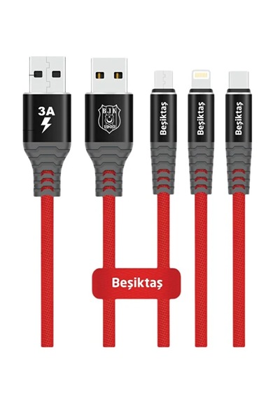 Beşiktaş Lisanslı Apple Uyumlu iPhone Şarj Kablosu Ve Şarj  Adaptörü